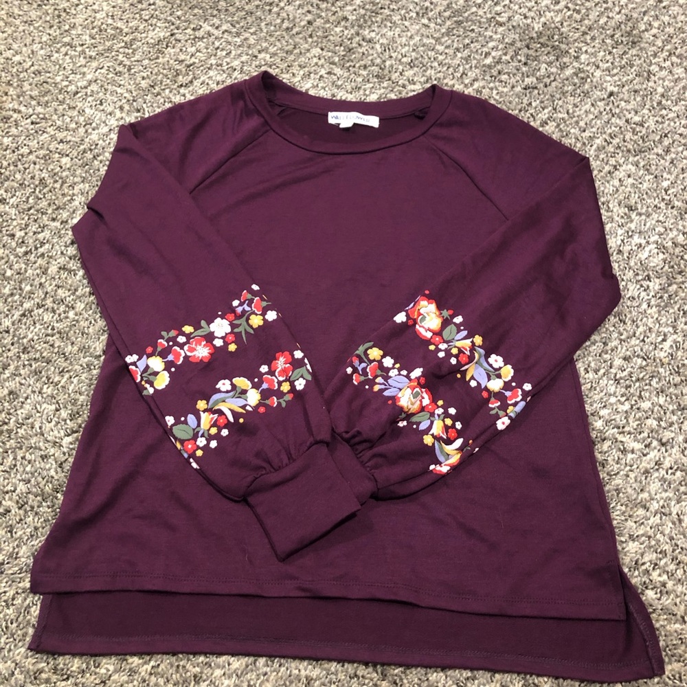 Sz M Wallflower Faux Embroidery Long Sleeve